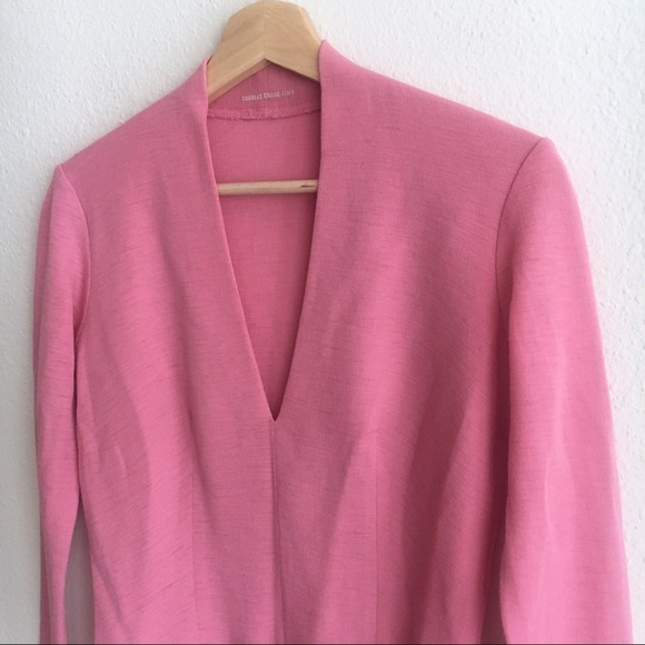 Charles Chang-Lima Wool Sweater Pink V Neck - Picture 2 of 8